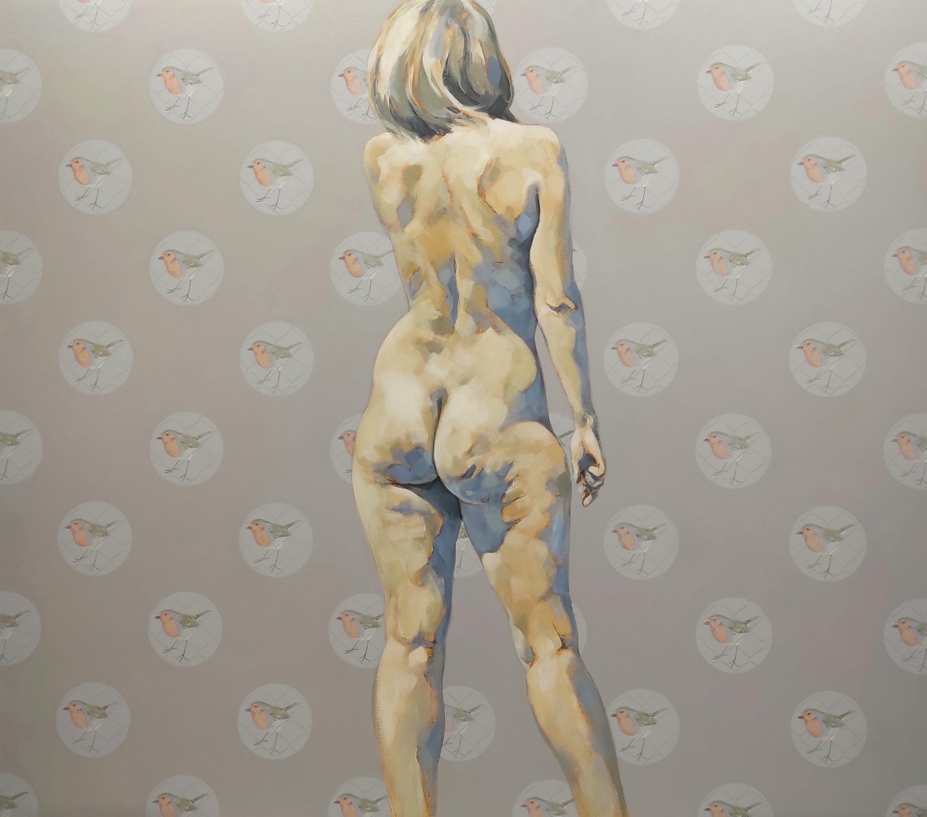 Pep Anton Xaus Nude Painting – Pecho Rojo - 21. Jahrhundert, Figuratives, Akt, weiblicher Körper, Feminismus, Acryl