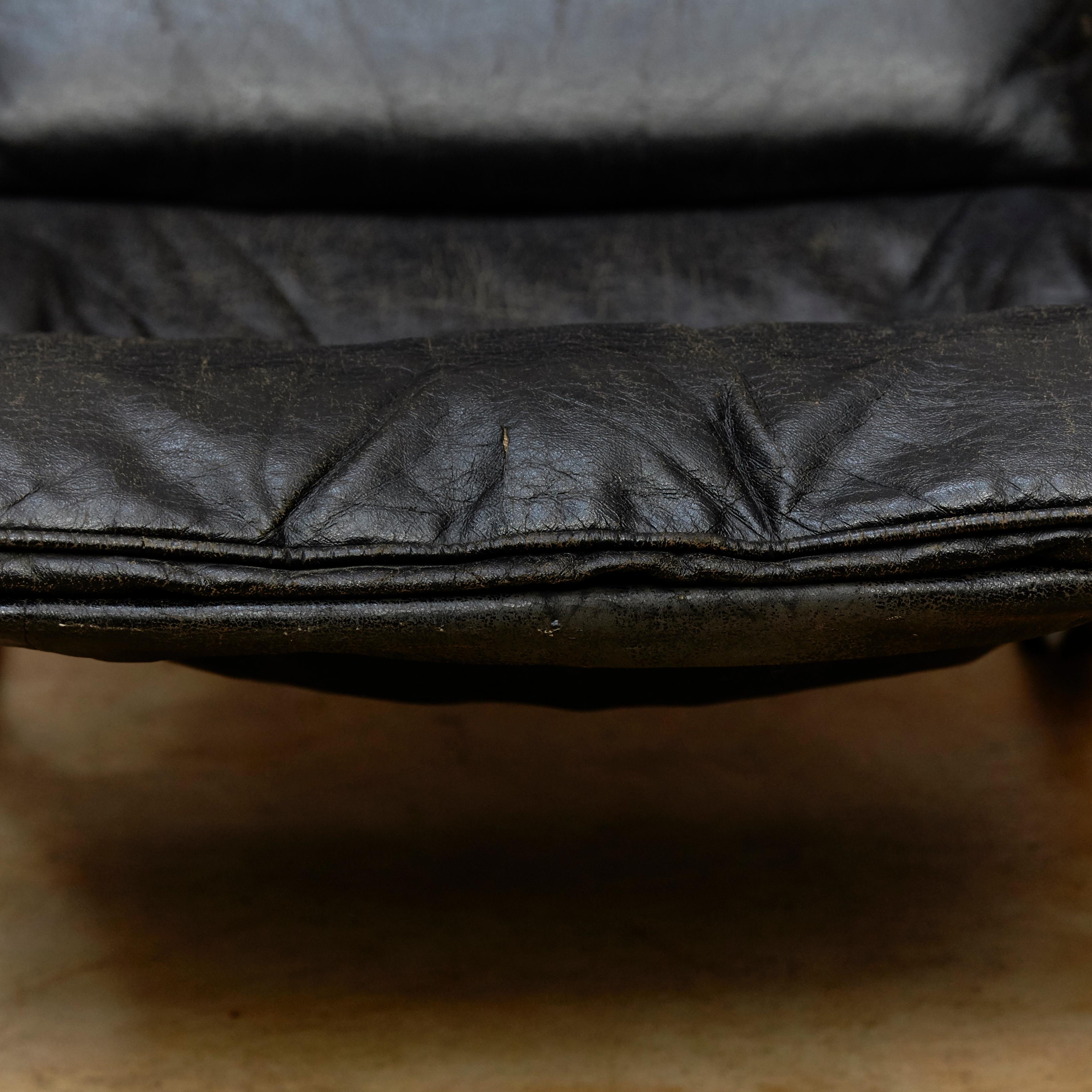 Pep Bonet Tuman Black Leatherette Lounge Chair for Levesta, circa 1969 7