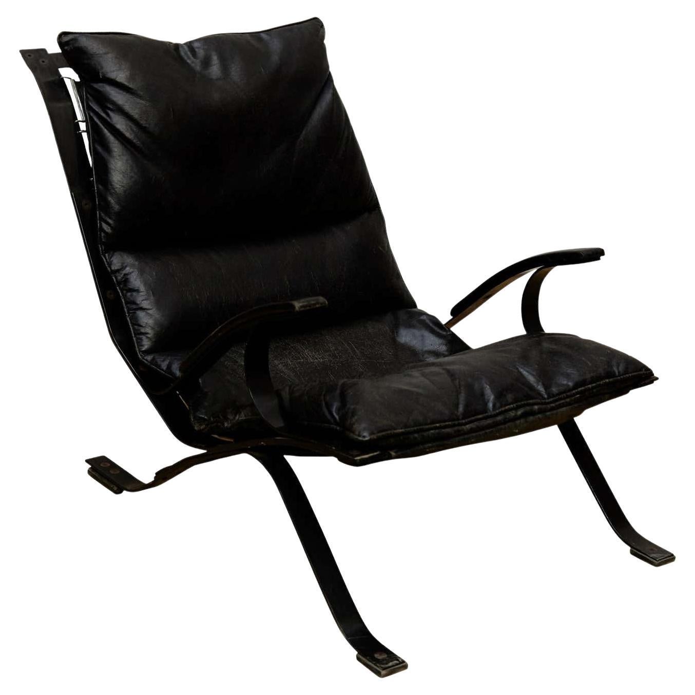 Pep Bonet Tuman Black Leatherette Lounge Chair for Levesta, circa 1969