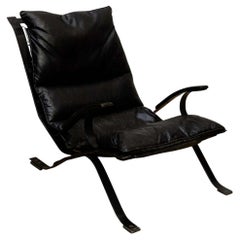 Fauteuil de salon en similicuir noir Pep Bonet Tuman pour Levesta, vers 1969