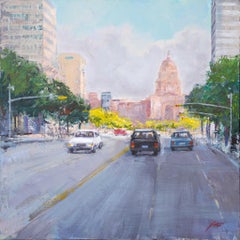 "Congress Avenue" Cityscape Street Scene in Downtown Austin, Texas