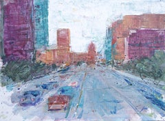 Expressionistisches Gemälde der „Congress Avenue“ aus der Innenstadt von Austin, Texas