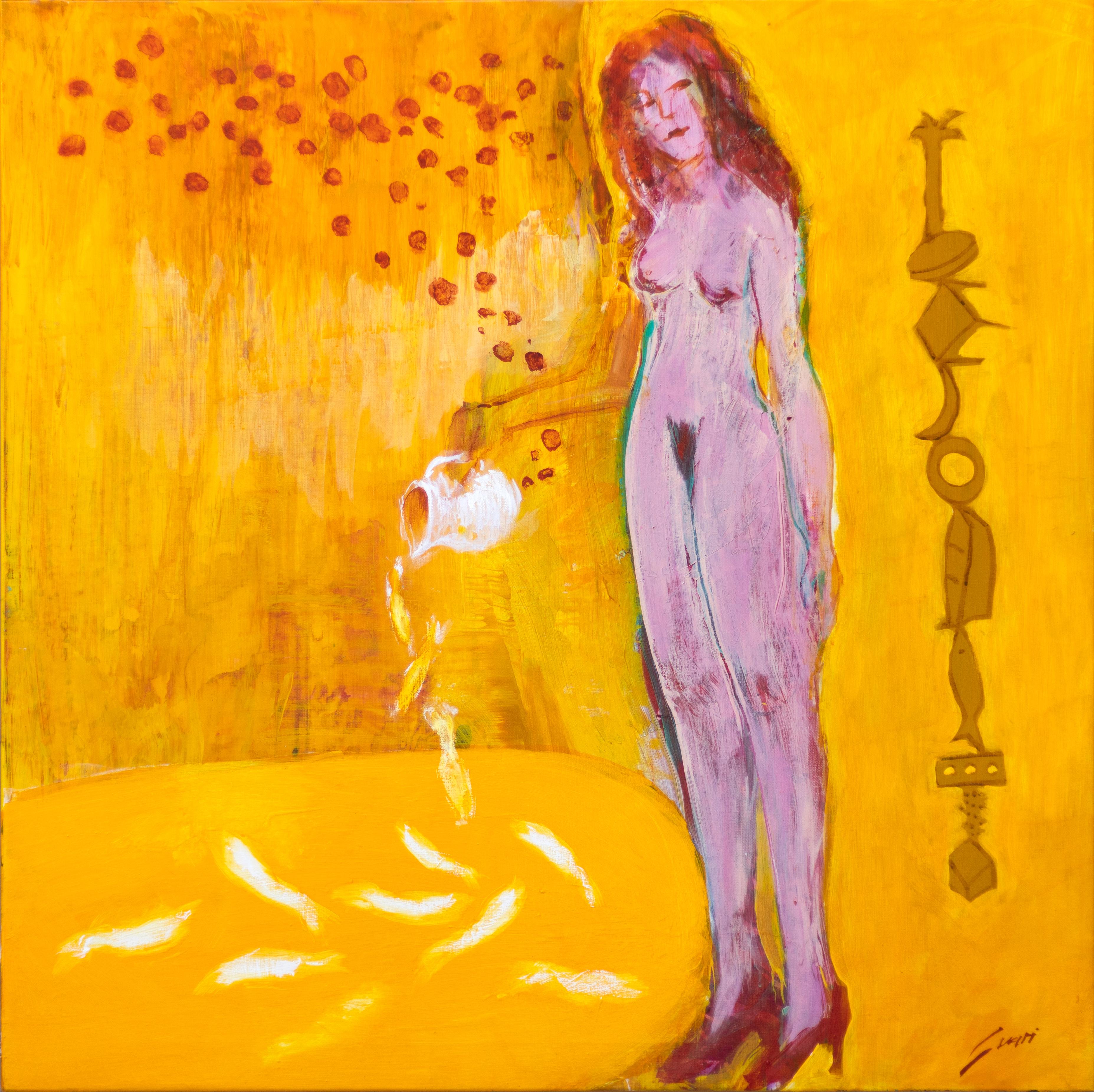 Pep Suari Nude Painting - Dream Fountain, Neo-Expressionist Nude