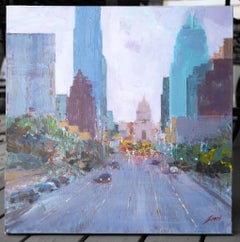 "Evening on Congress Avenue" Impressionist City Scape of Austin, Texas