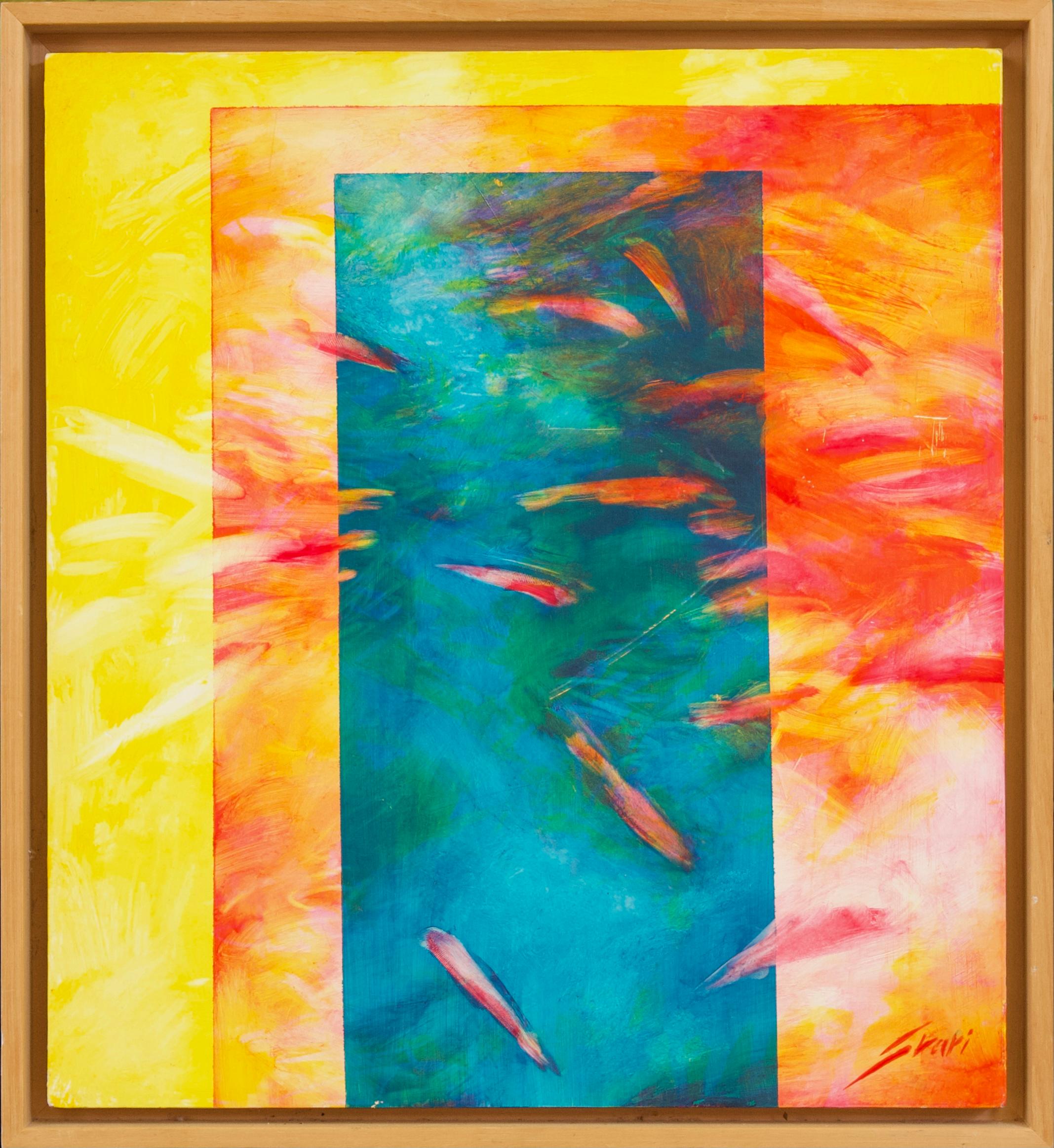 Pep Suari Abstract Painting - Fish Composition I