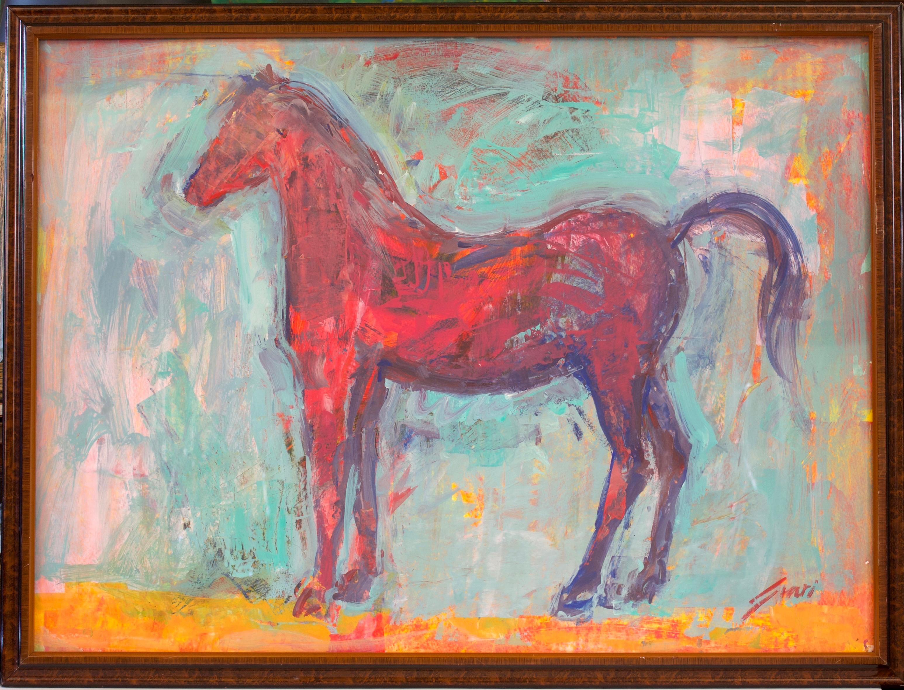 Red Horse - Painting by Pep Suari