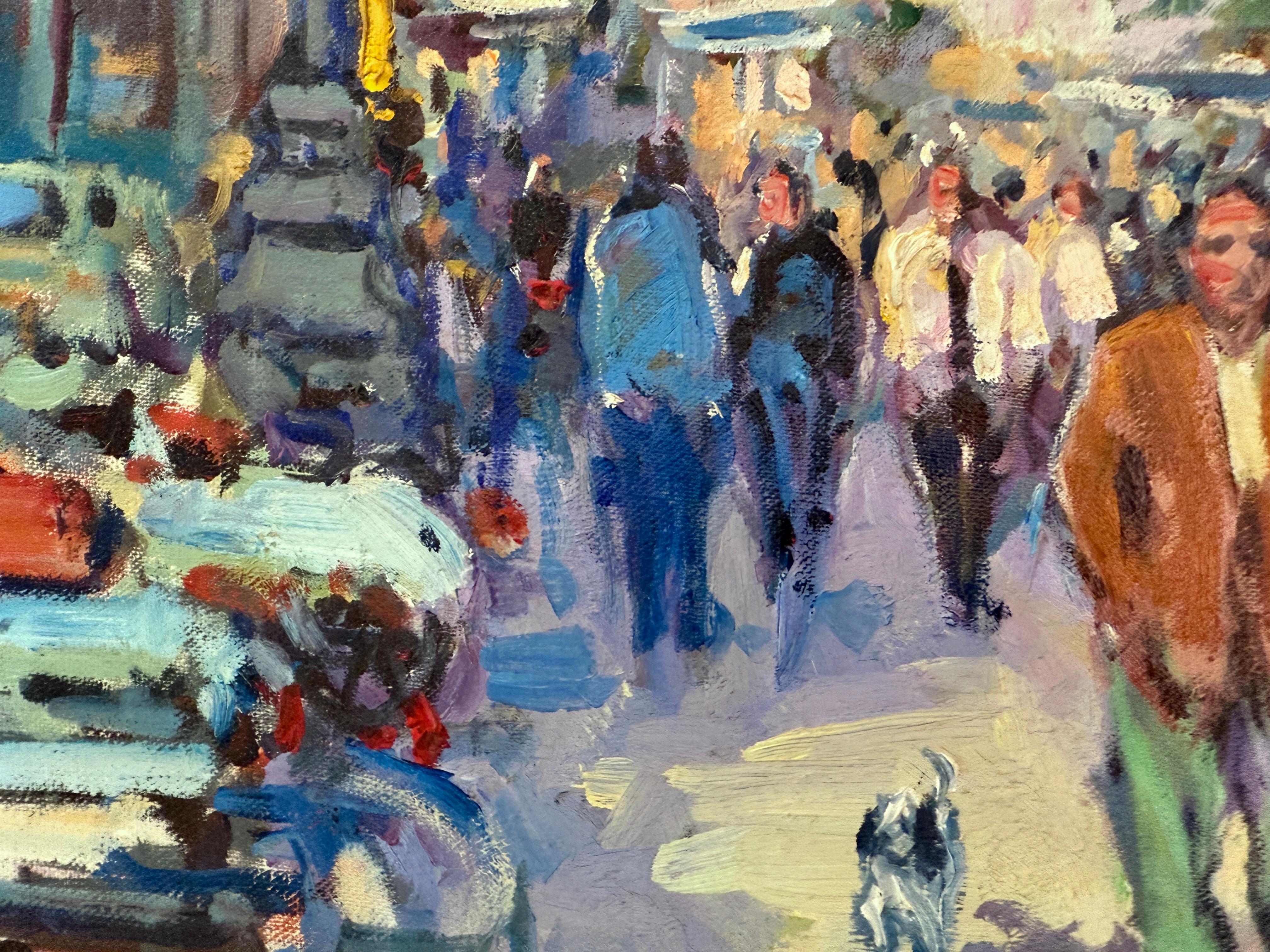 Titel: Urbane Szene auf La Rambla

Künstler: Pepe Antequera (José Antequera Álvarez, 1935-2023)

Technik: Öl auf Leinwand

Abmessungen: 46 x 55 cm (18,1 x 21,6 Zoll)

Unterlage: Leinwand auf Keilrahmen montiert

Unterschrieben: Ja, obere rechte
