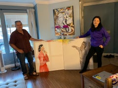 Journey to the Light (diptych) - oil and acrylic on canvas