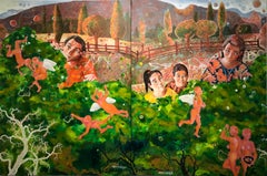 Lively Garden of the Future (diptych) - oil and acrylic on canvas