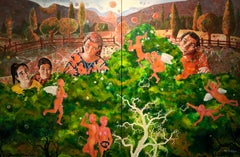 Lively Garden of the Future (diptych) - oil and acrylic on canvas