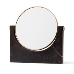 Pepe Marble Mirror, Brass, Black Marble