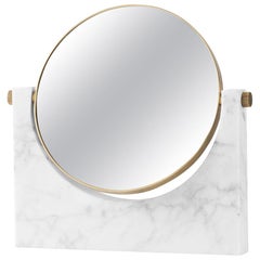 Pepe Marble Mirror, Brass, White Marble