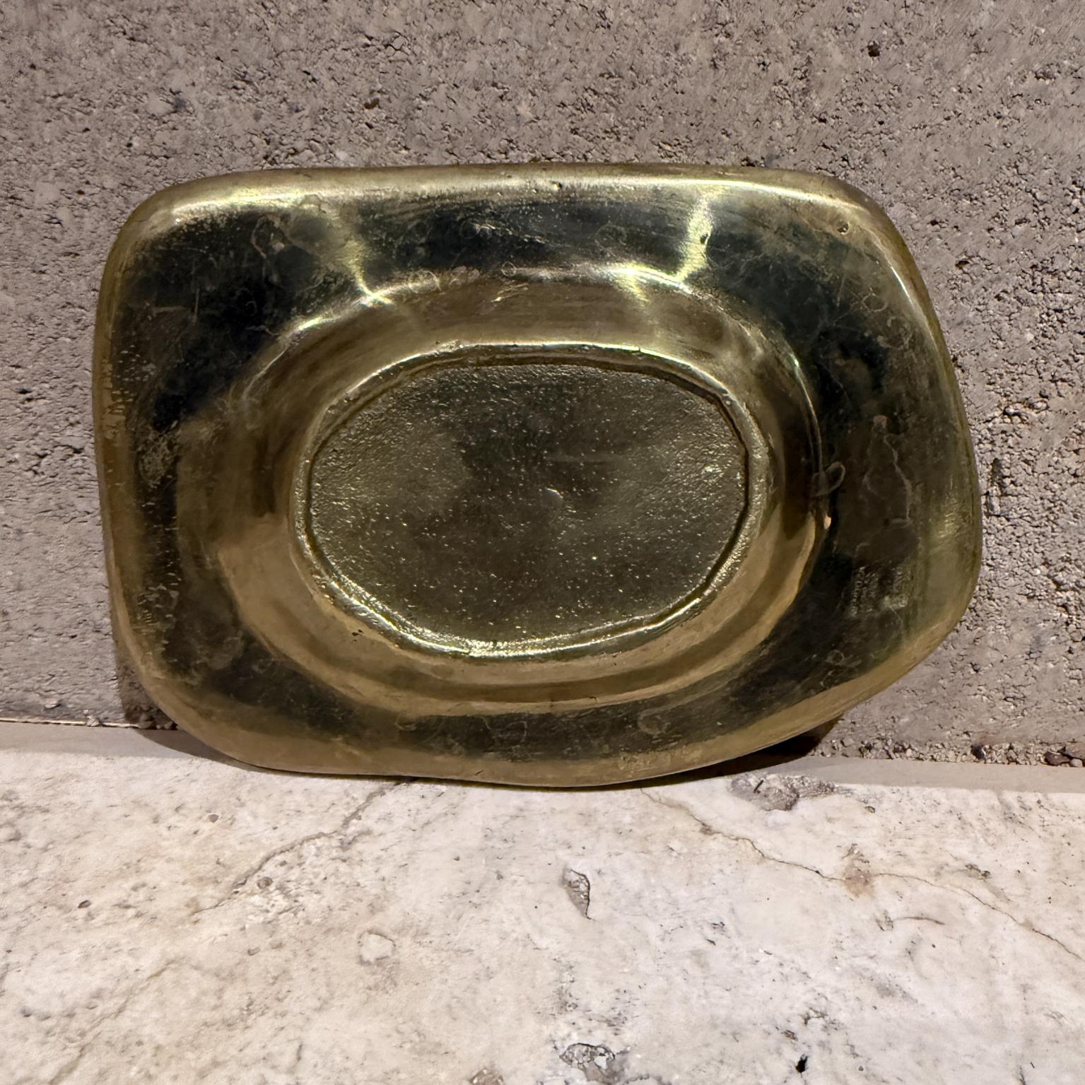 Mid-20th Century Pepe Mendoza Ashtray Dish Catch All Tray Bowl Malachite Brass For Sale