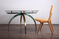 Pepe Mendoza Brass and Ceramic Inlay Dining Table