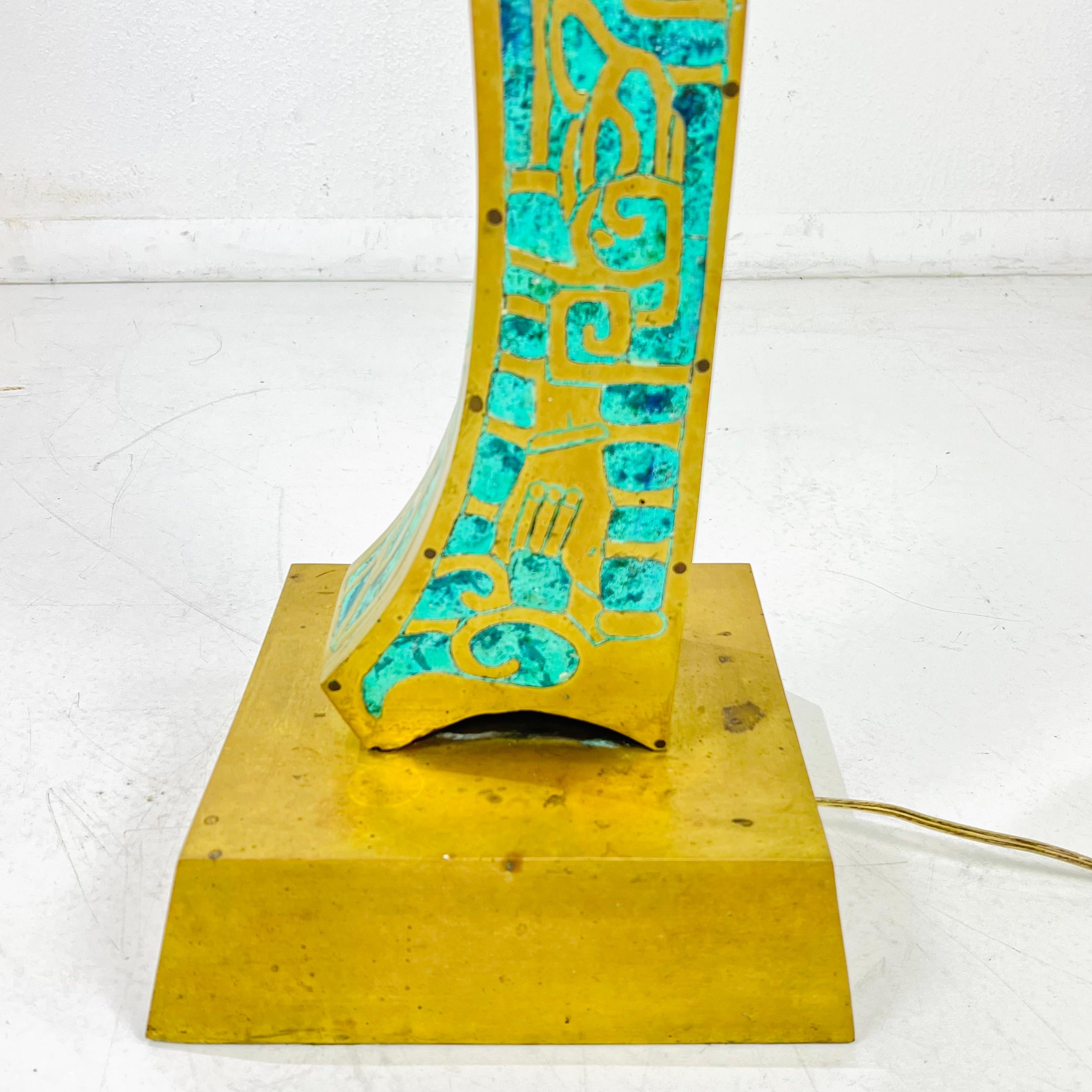 Lampe Pepe Mendoza laiton et incrustation turquoise en vente 4