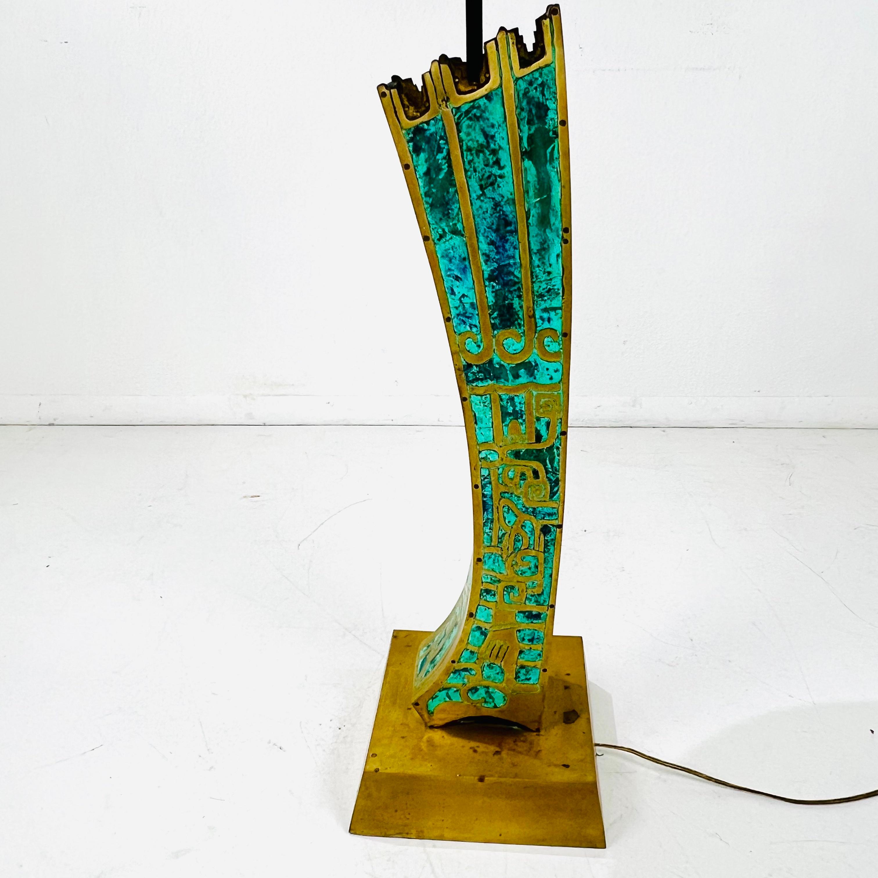 Lampe Pepe Mendoza laiton et incrustation turquoise en vente 5