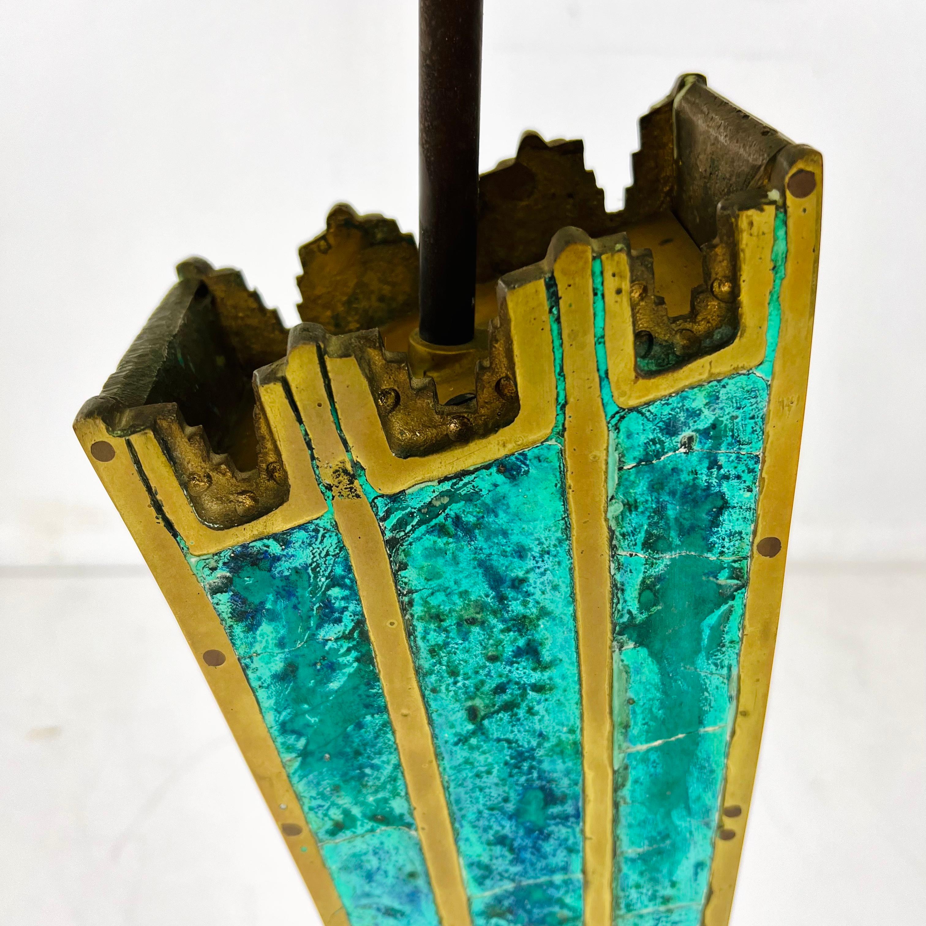Lampe Pepe Mendoza laiton et incrustation turquoise en vente 7