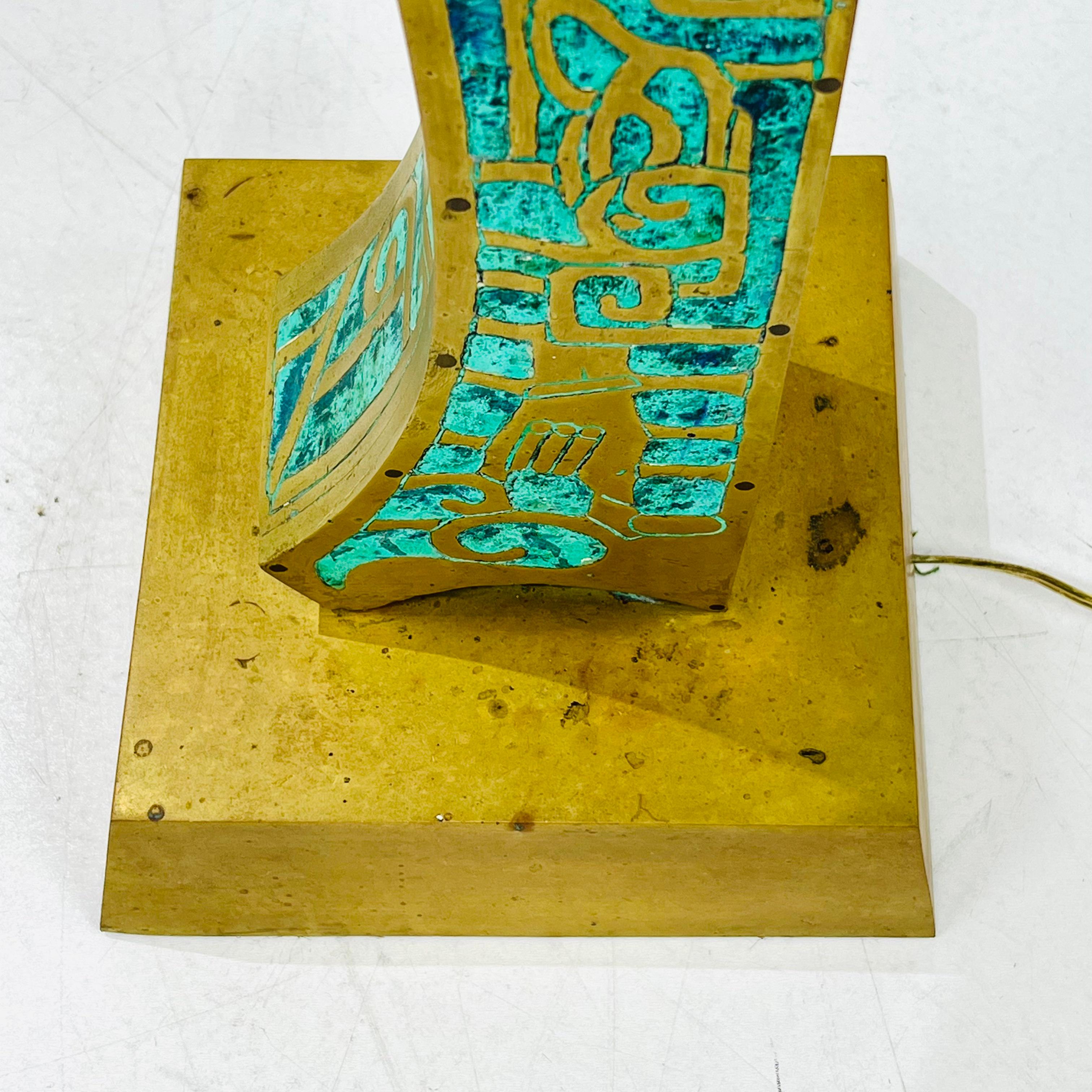 Lampe Pepe Mendoza laiton et incrustation turquoise en vente 8