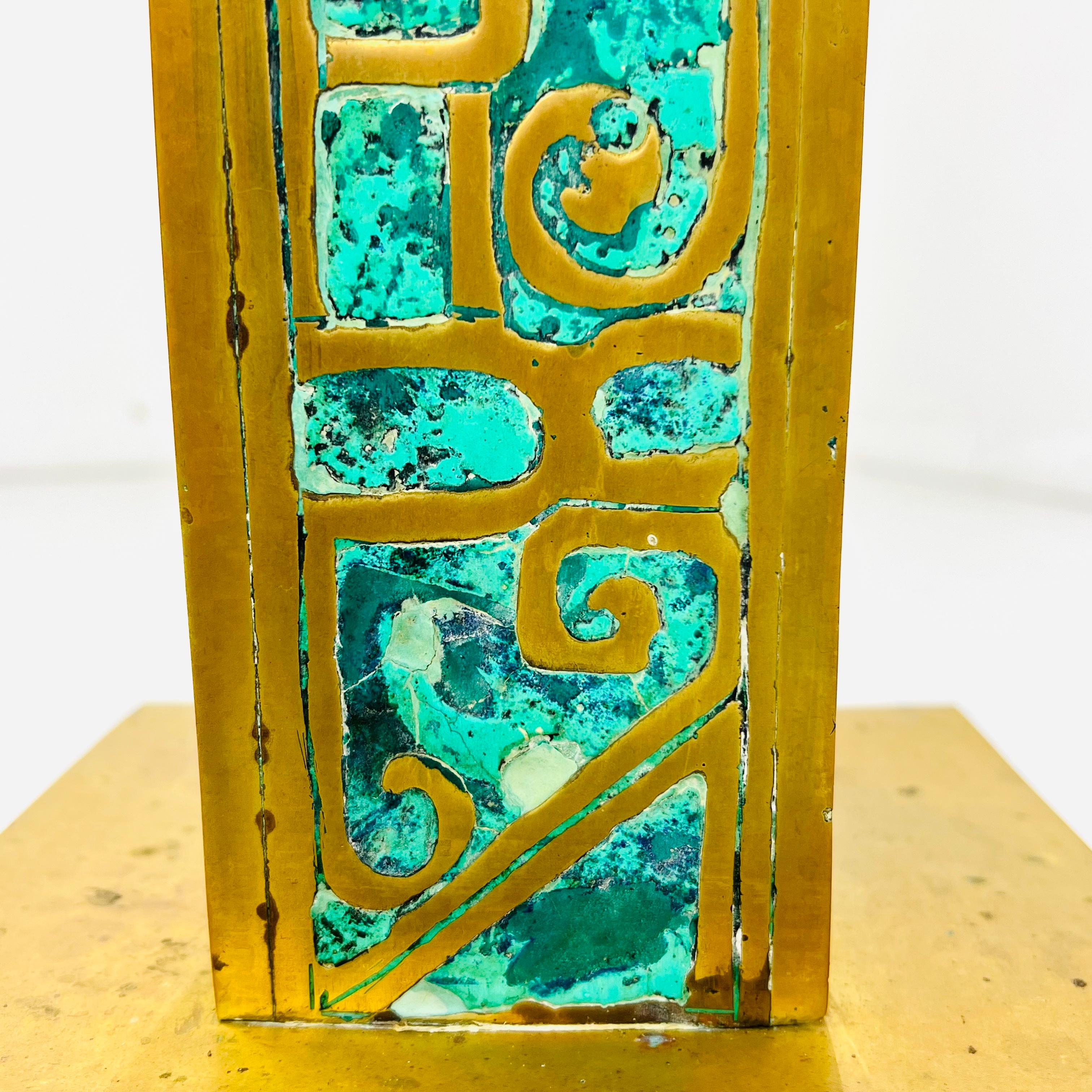 Lampe Pepe Mendoza laiton et incrustation turquoise en vente 12