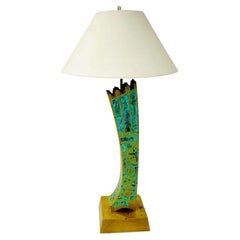 Pepe Mendoza Brass & Turquoise Inlay Lamp