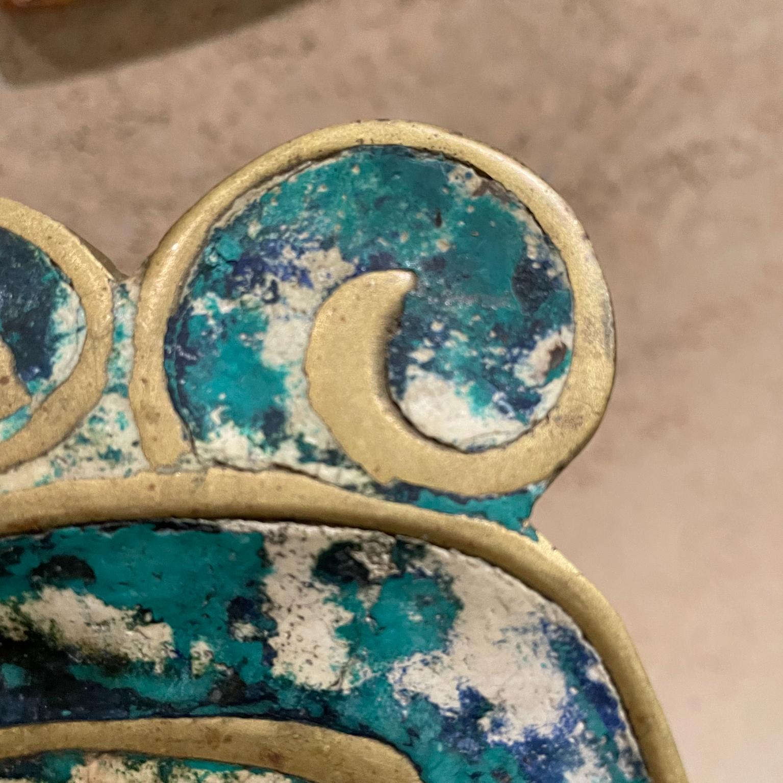 Milieu du XXe siècle Cendrier fantaisie en laiton et malachite de Pepe Mendoza, 1958, Mexique