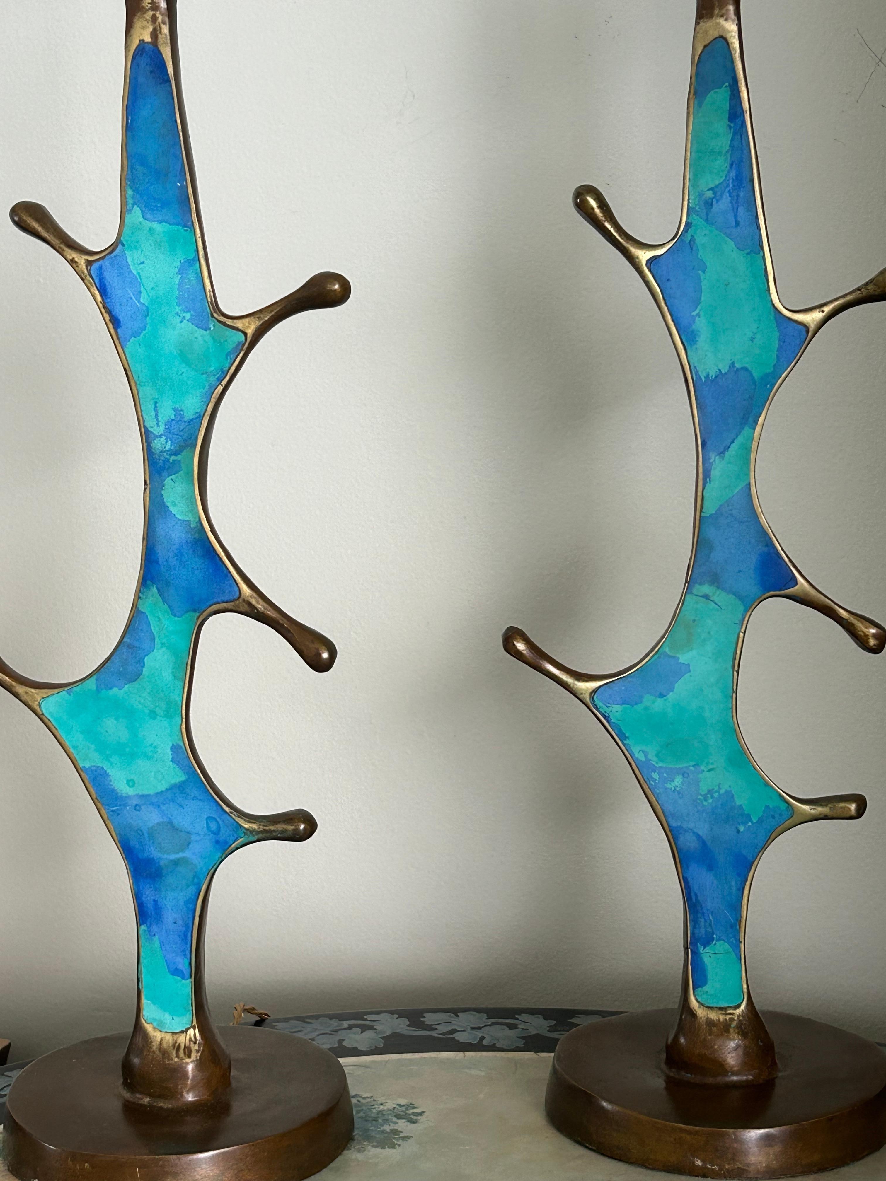 XX secolo Pepe Mendoza, Lampade freeform in bronzo e smalto ... una coppia in vendita