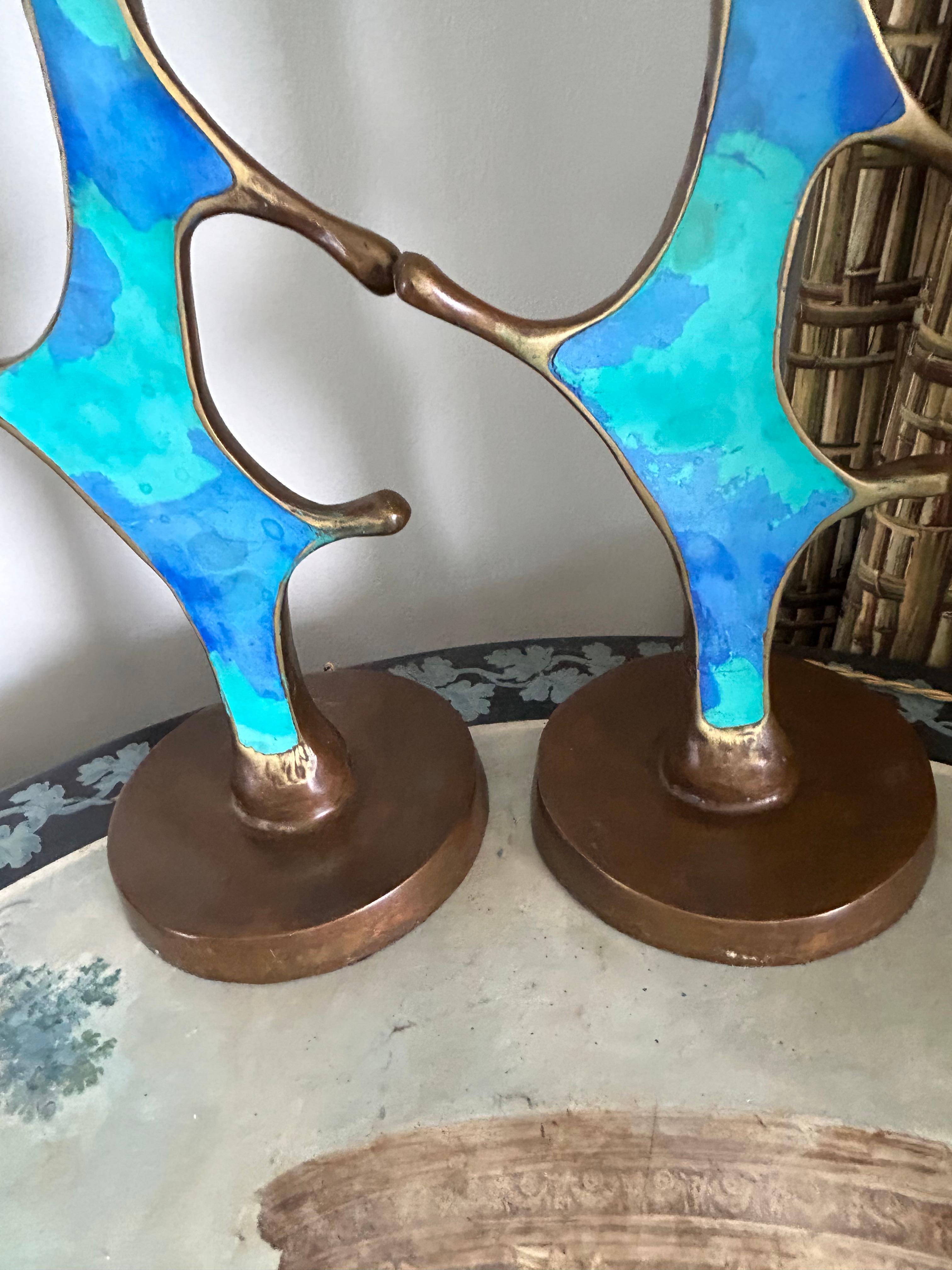 Bronzo Pepe Mendoza, Lampade freeform in bronzo e smalto ... una coppia in vendita