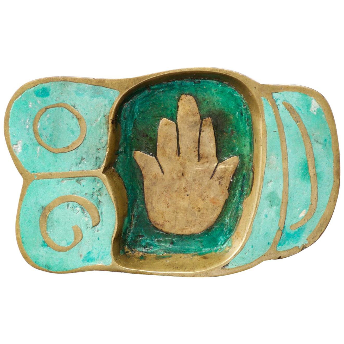 Pepe Mendoza Hand Dish Midcentury Mexican Modernist Bronze Malachite