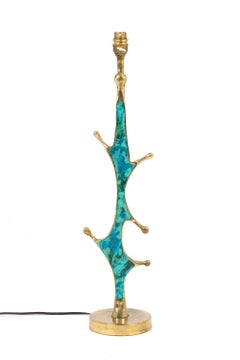 Pepe Mendoza, Lamp in Brass and Turquoise Enamel, 1950s