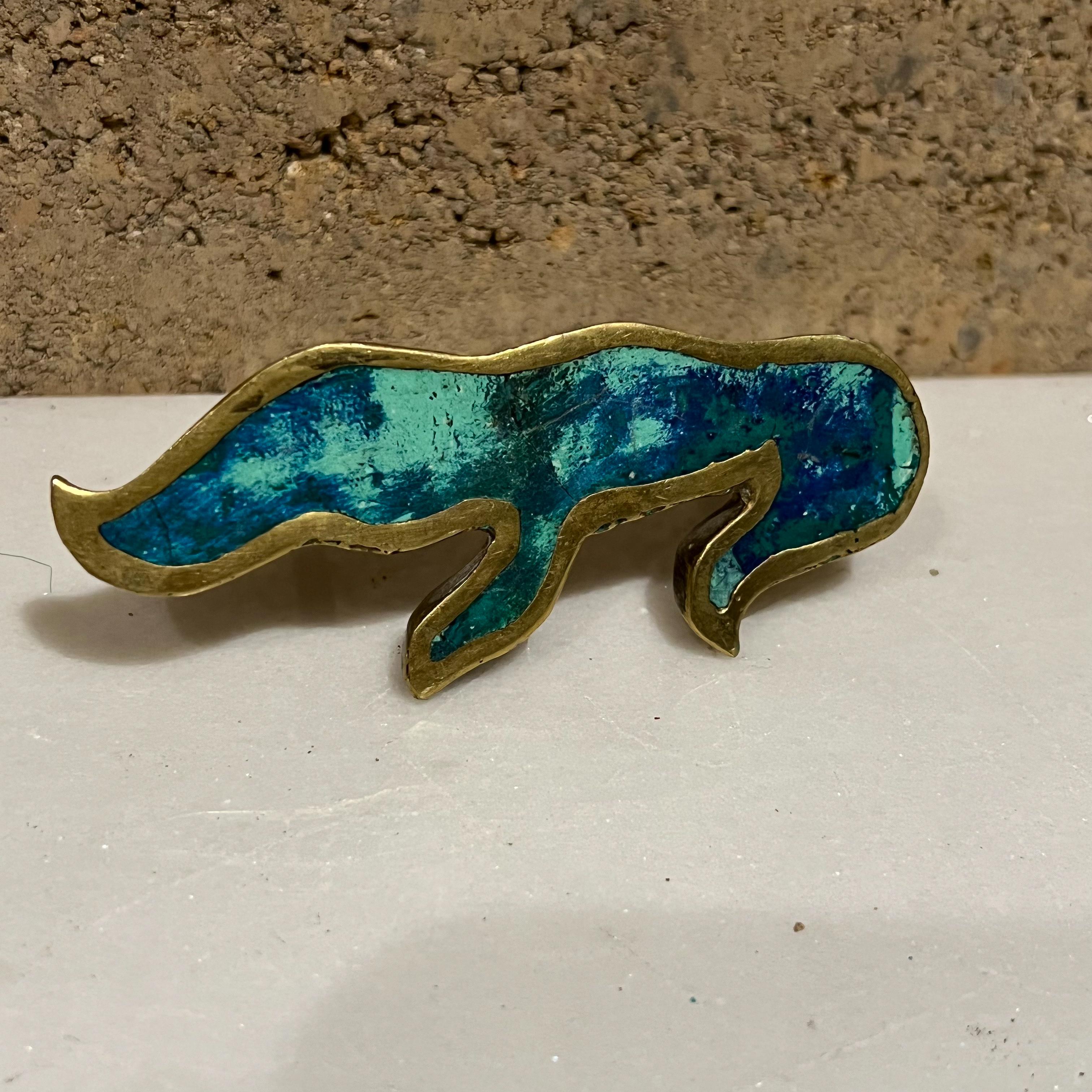 Pepe Mendoza Mayan Revival Flame Pull Handle Bronze and Malachite Mexico 1950s In Good Condition In Chula Vista, CA