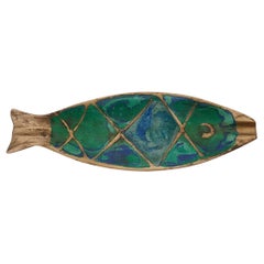 Pepe Mendoza Mexican Mid-Century Modern Bronze and Faux-Turquoise Fish Dish