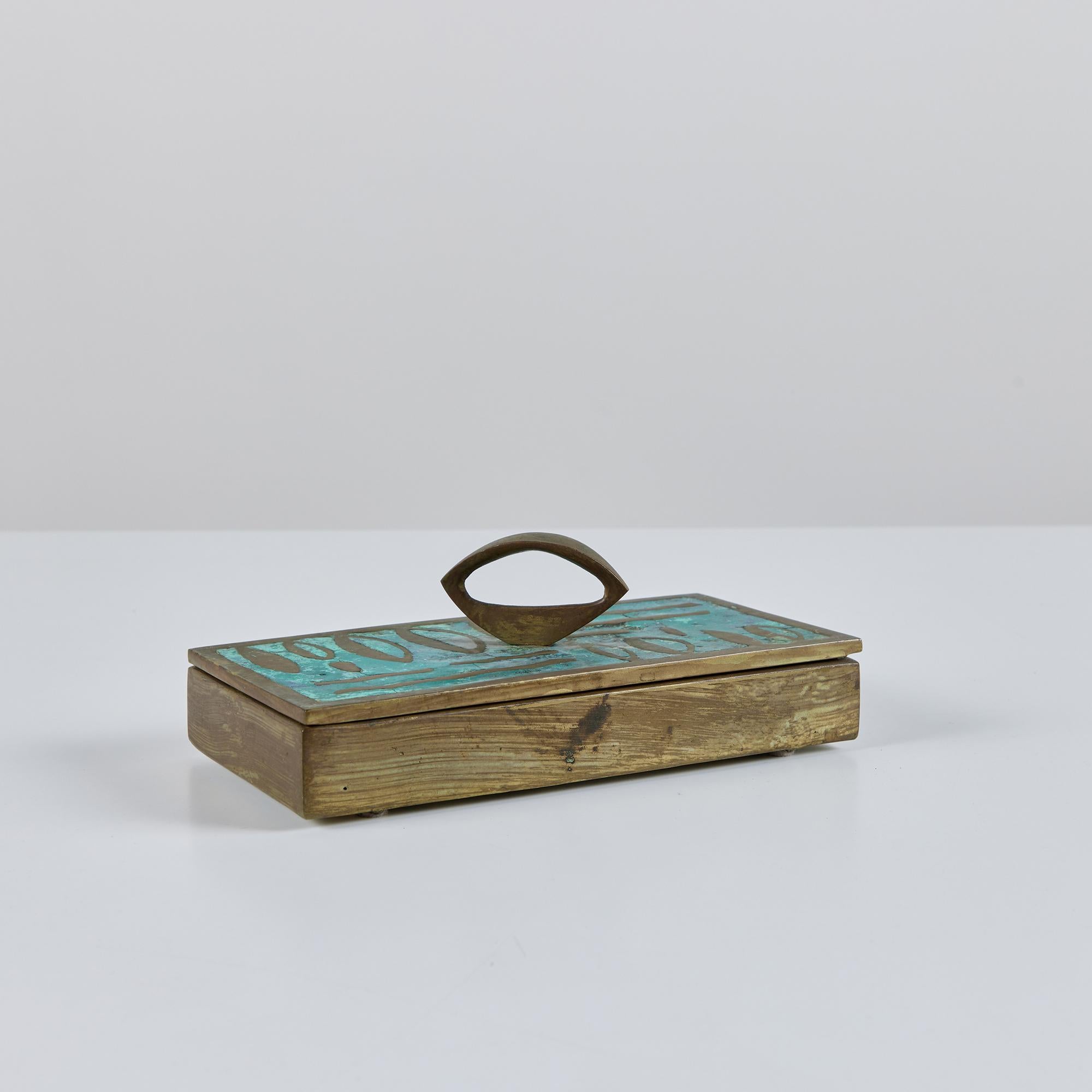 Brass Pepe Mendoza Mexican Modern Cloisonné Lidded Box