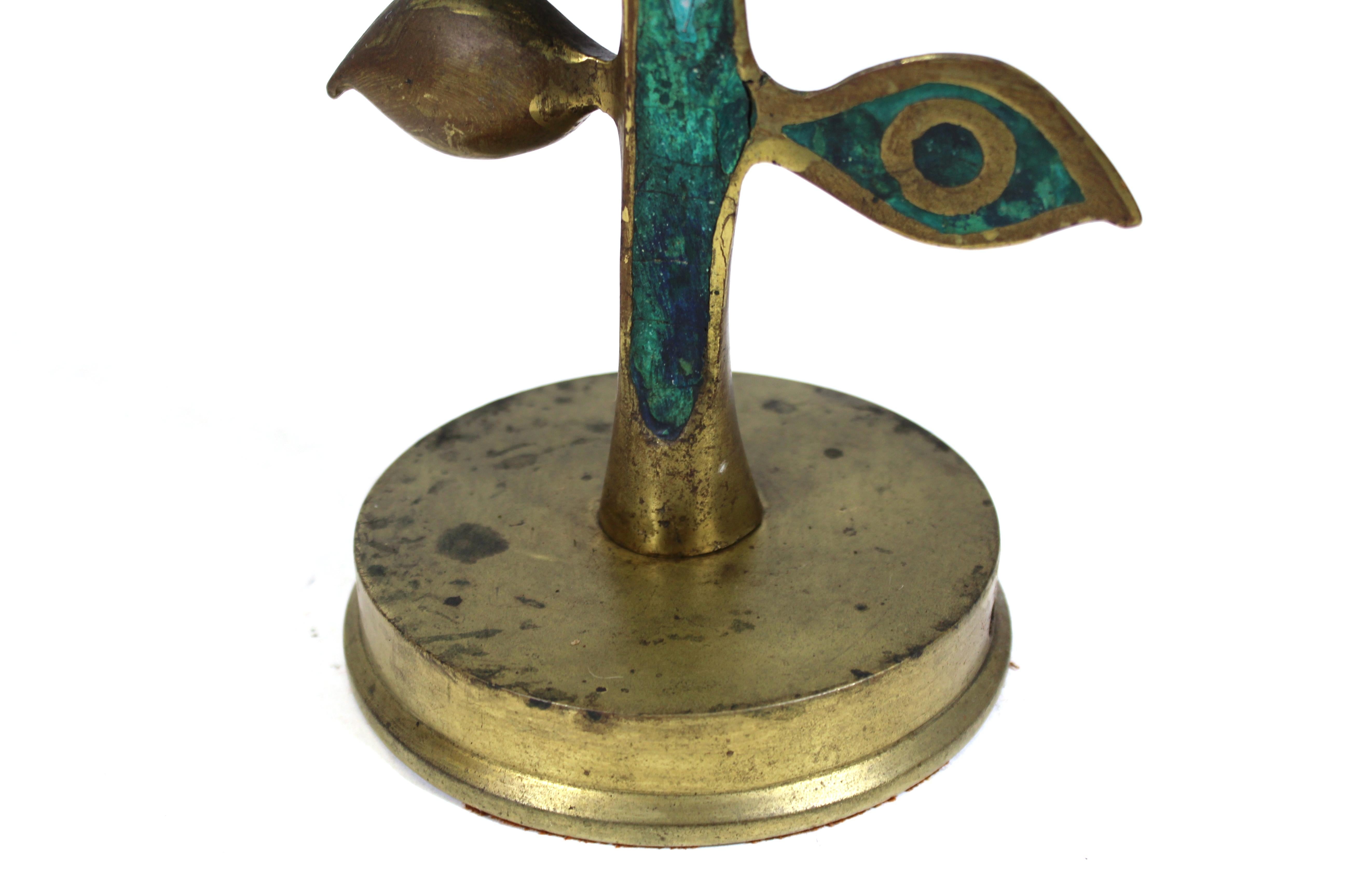 Pepe Mendoza Mid-Century Modern Rare Bronze and Turquoise Eye Sculpture / Lamp In Good Condition In New York, NY
