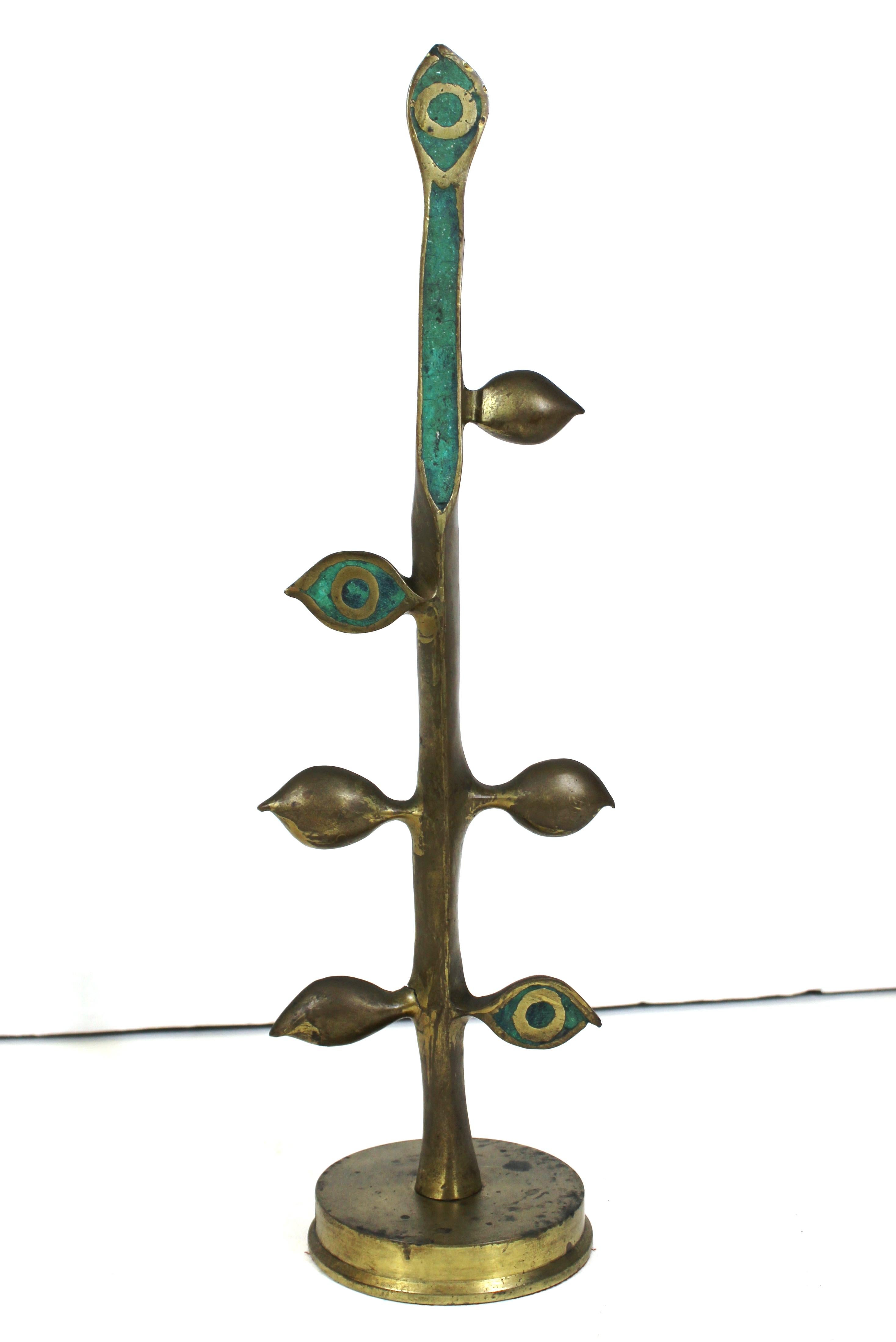 Pepe Mendoza Mid-Century Modern Rare Bronze and Turquoise Eye Sculpture / Lamp 2