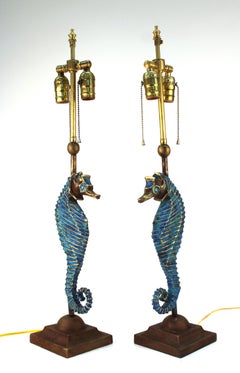 Mid-century Seahorse Table Lamps after Pepe Mendoza