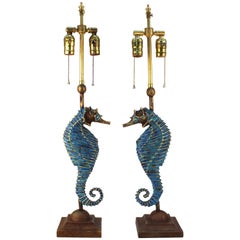 Vintage  Mid-century Seahorse Table Lamps after Pepe Mendoza 