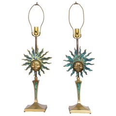 Lampes de table Pepe Mendoza des années 1950 Bronze et Malachite