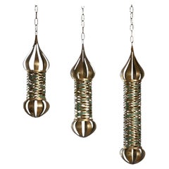 Pepe Mendoza Pendant Lanterns in Brass & Ceramic, 1950's