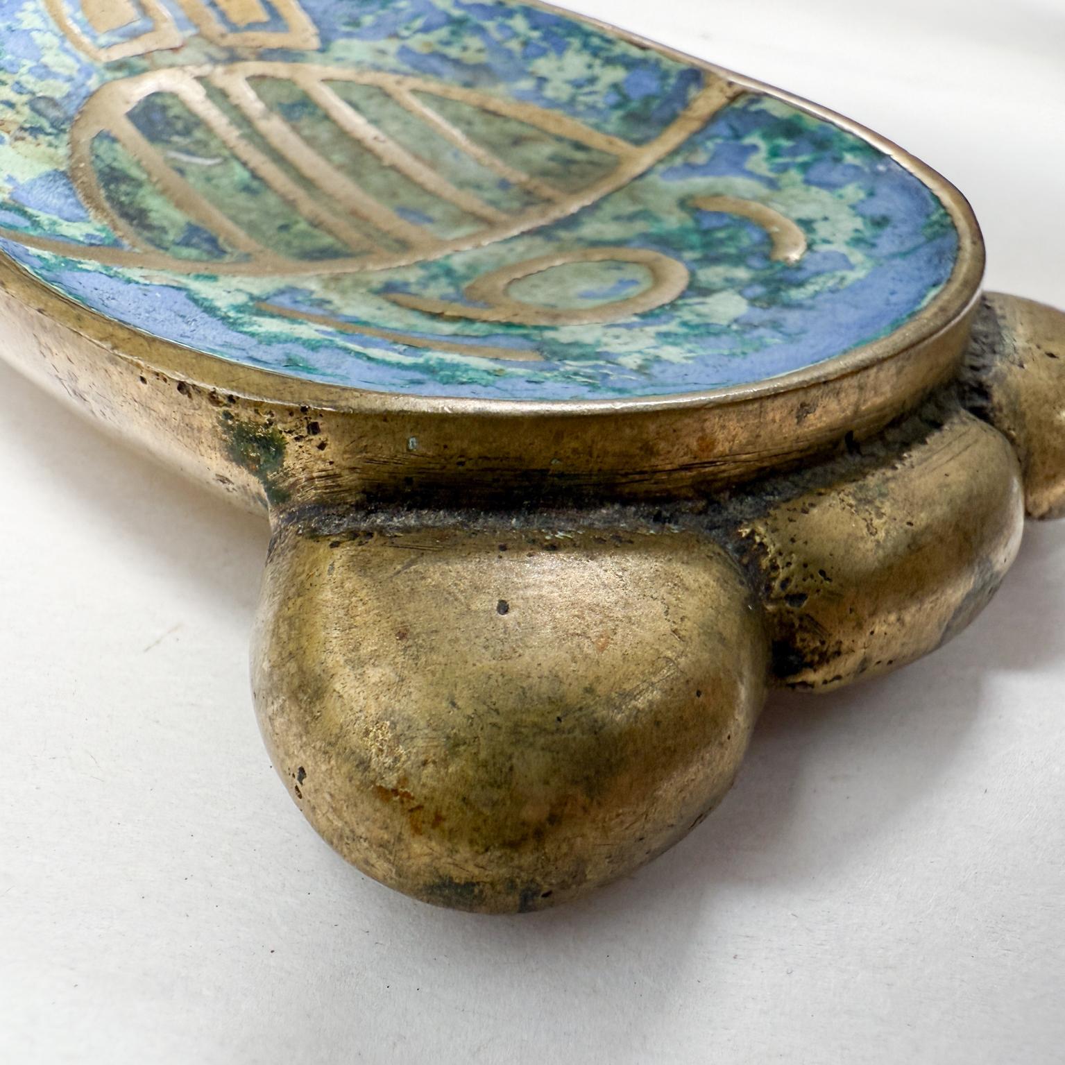 Pepe Mendoza Pineapple Codex Ashtray  Bowl Azurite Malachite Mexican Modernism For Sale 4