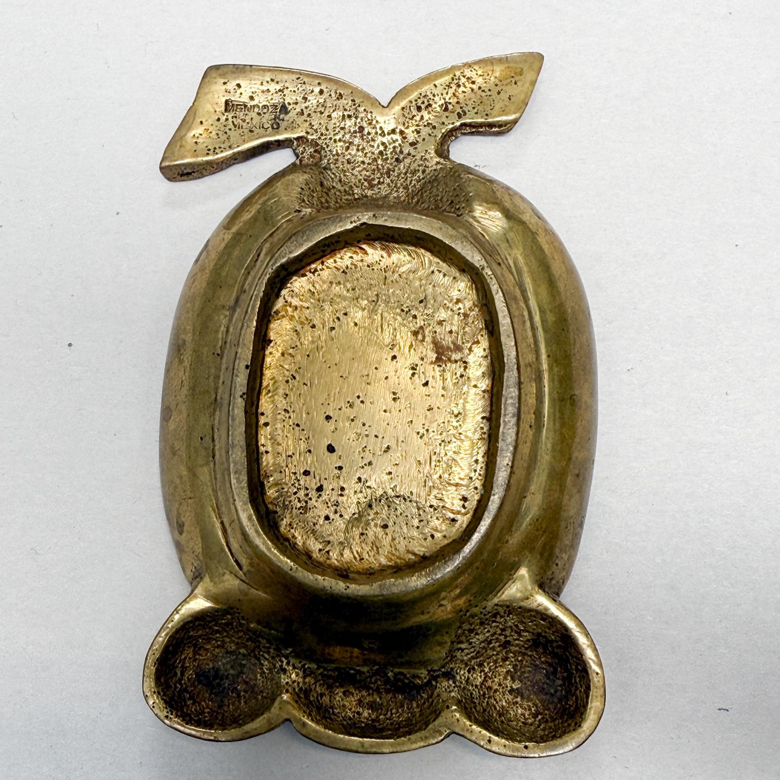 Brass Pepe Mendoza Pineapple Codex Ashtray  Bowl Azurite Malachite Mexican Modernism For Sale