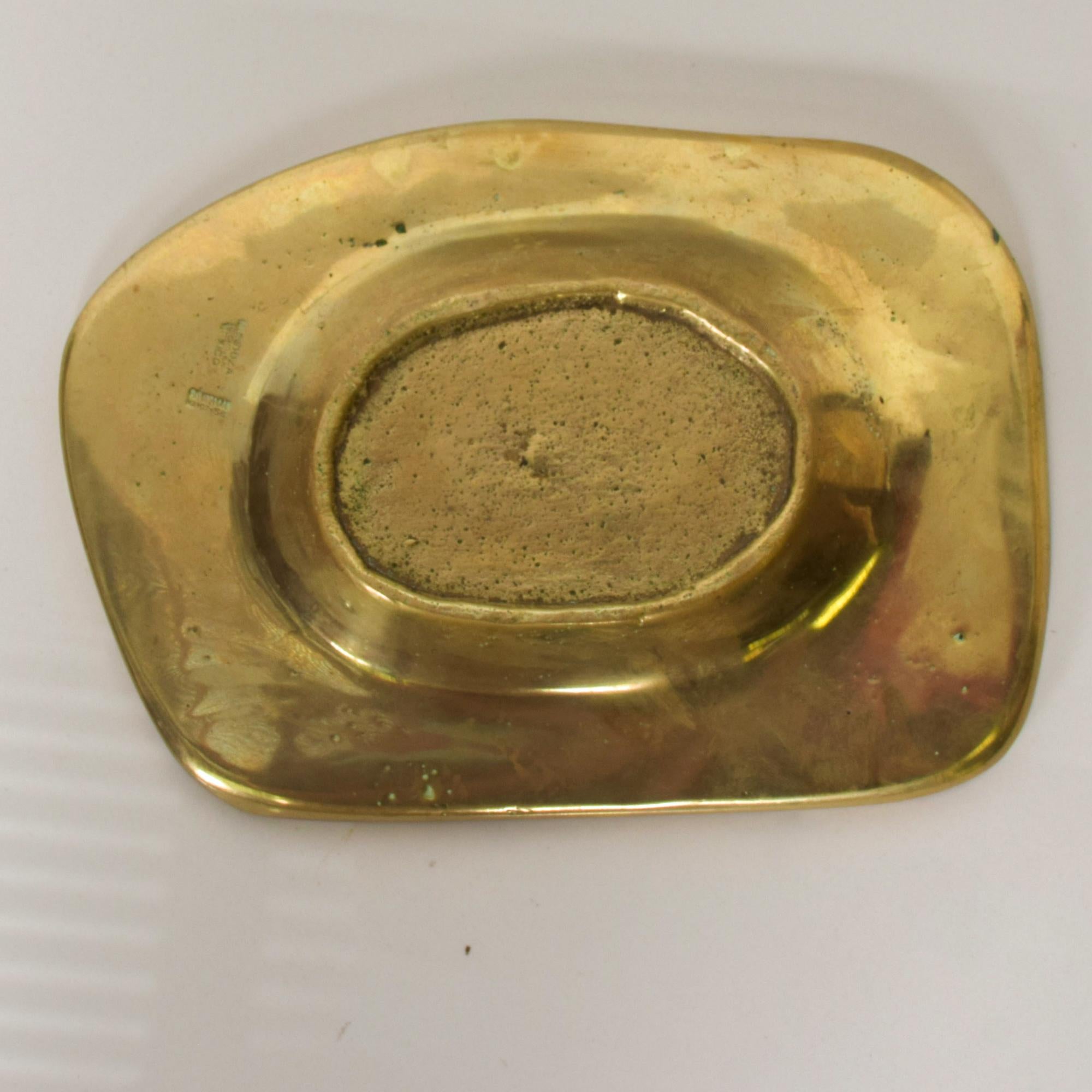 1958 Pepe Mendoza Spectacular Turquoise and Brass Gold Dish Midcentury Modernism In Good Condition In Chula Vista, CA