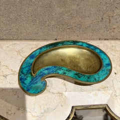 Pepe Mendoza Tear Drop Dish Malachite & Brass Mexican Modernism