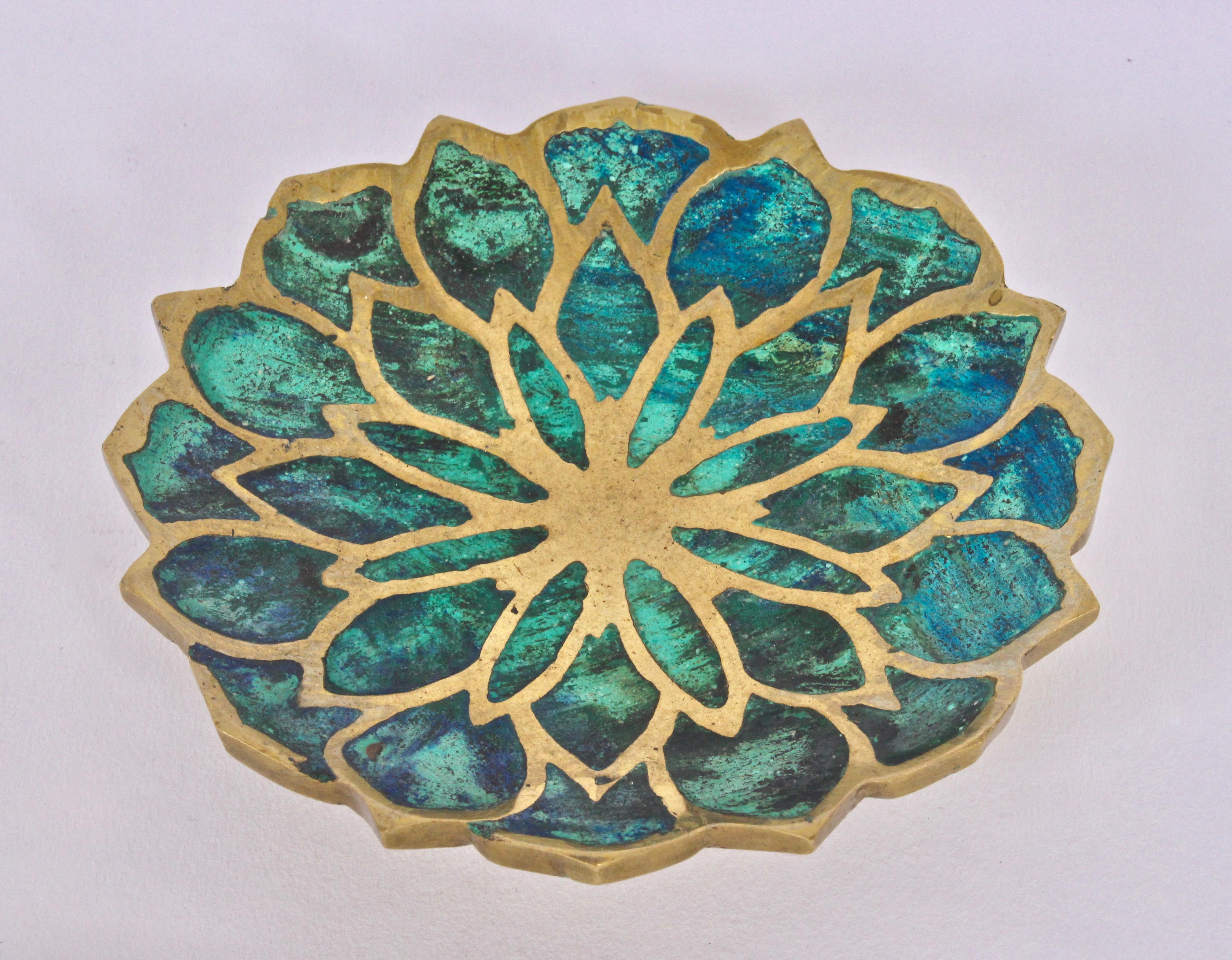 Pepe Mendoza Turquoise Ceramic Inlay and Brass 