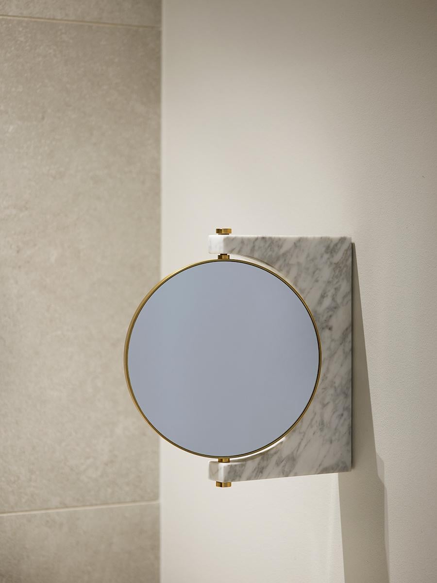 The classic standing mirror gets a functionalist update with this new wall attachment. The focus on materials and quality makes the Pepe Marble Mirror timeless.

The Pepe marble mirror, designed by Milan-based firm Studiopepe, is an elegant study