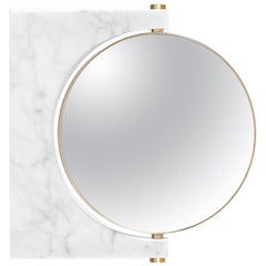 Pepe Wall Marble Mirror, Brass 
White Marble