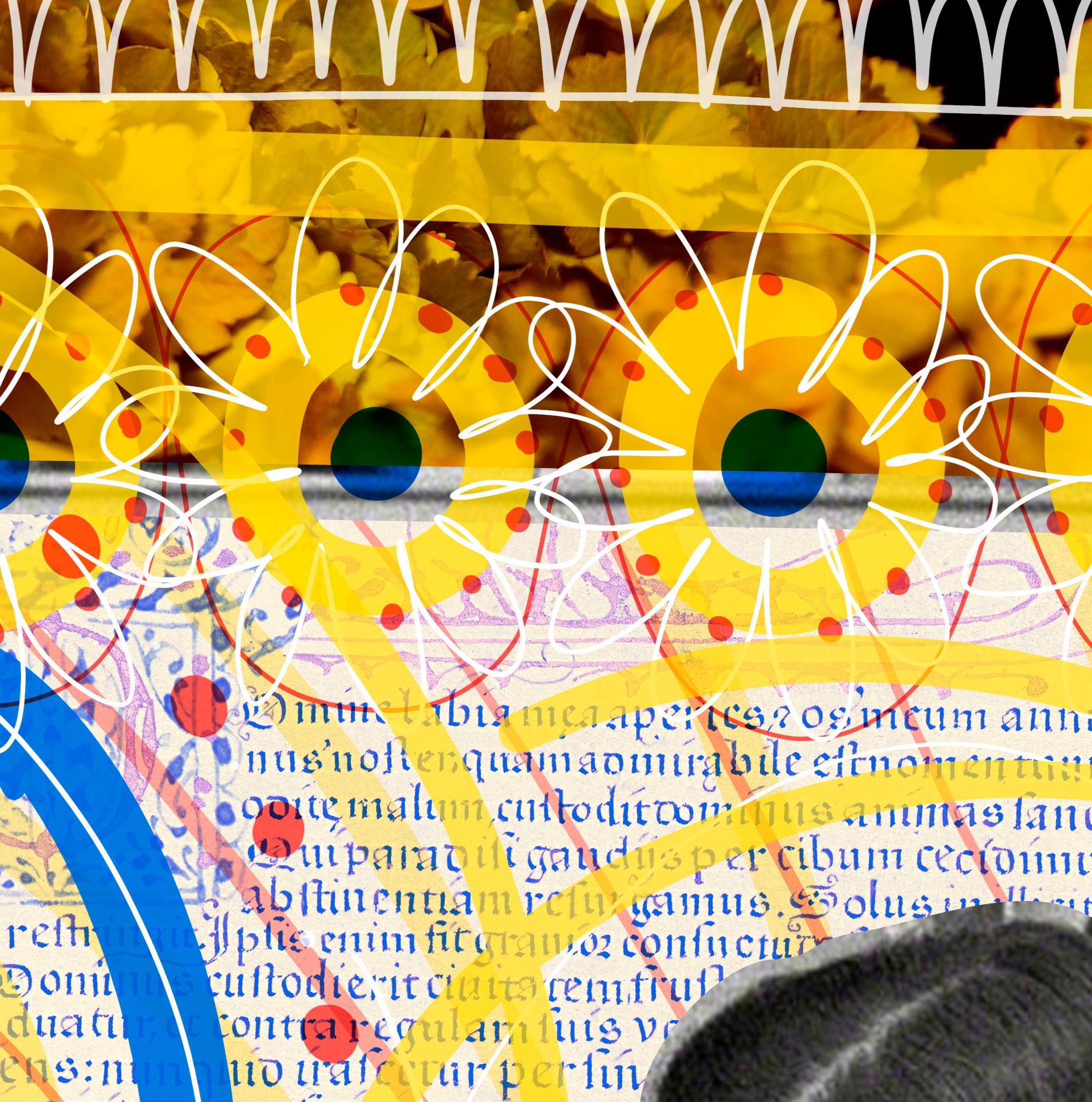 Llena eres de gracia - Collage vintage de couleurs pour femmes Peperina Magenta  en vente 2