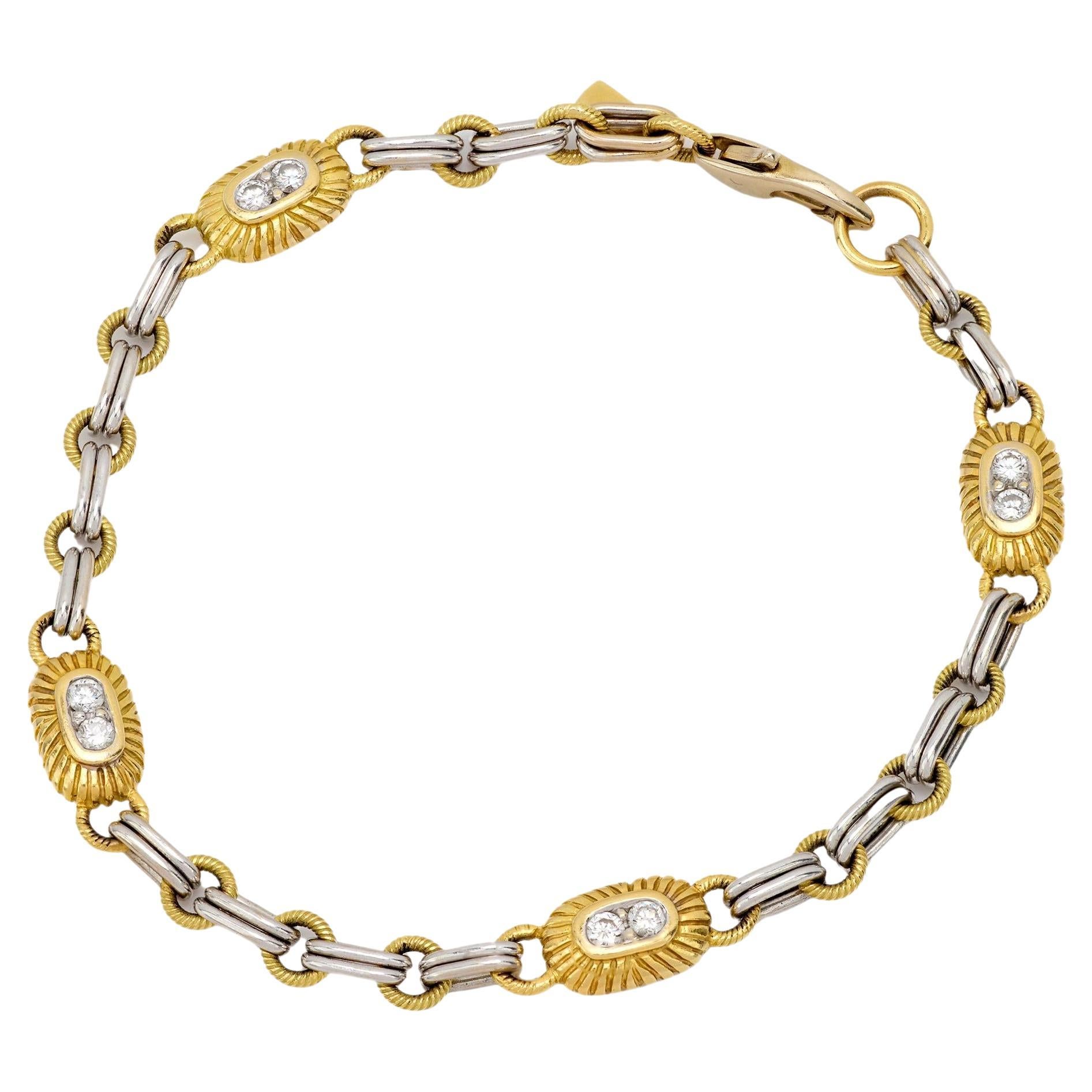 Bracciale a catena Pepi con diamanti in metallo misto oro giallo e bianco 18 ct.