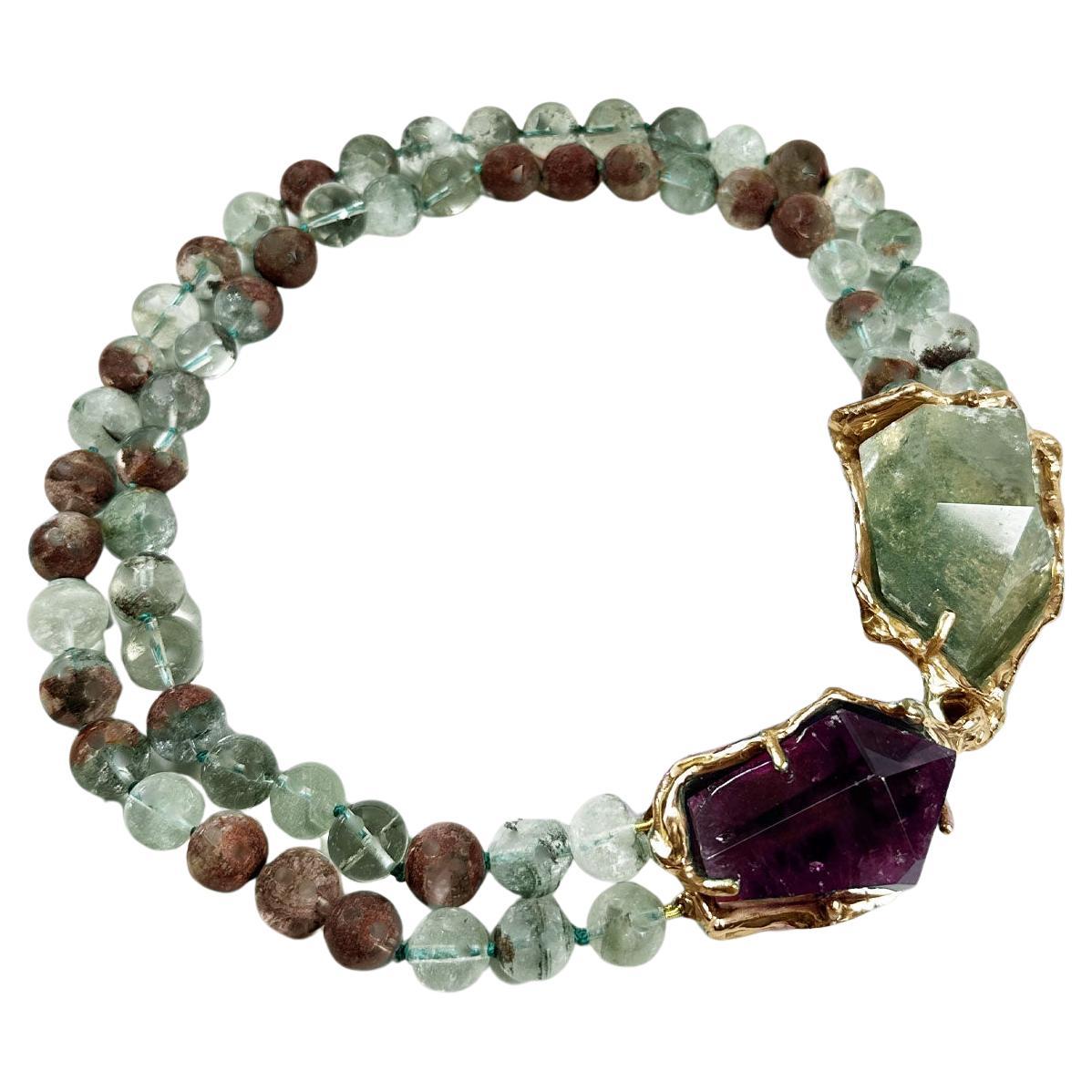 Collana Pepita Collier con quarzo fantasma in bronzo di Lo Studiolo Genève