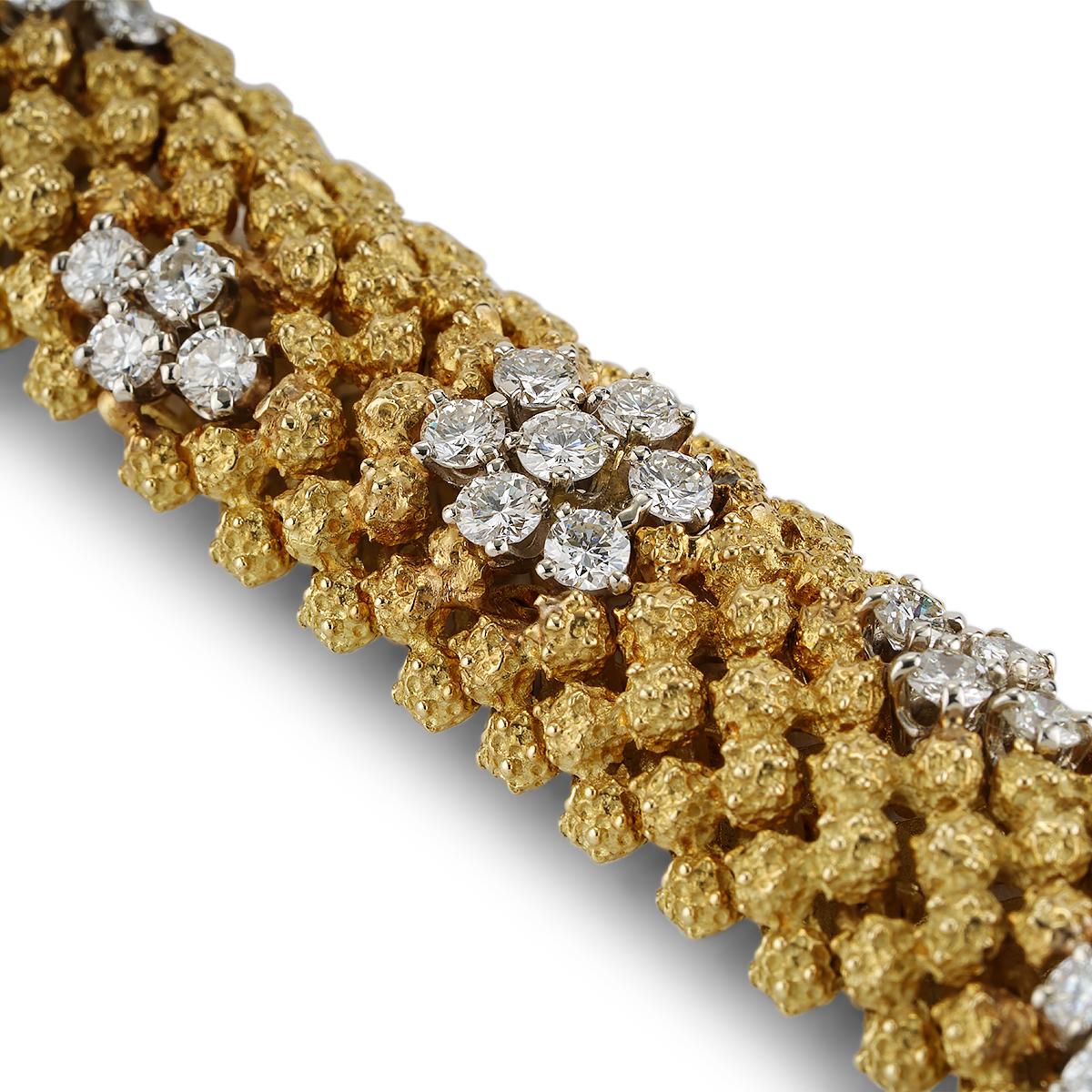 Bracelet Pépite D'or 3.00 CTTW Diamond Bracelet Gold Nugget-Inspired in 18K Yellow Gold Neuf - En vente à Chicago, IL