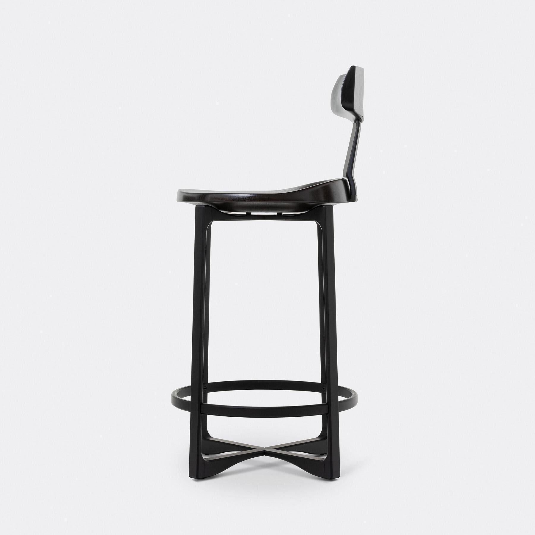 Pepper Counter Stool with Back  Shadow Black Anodized Aluminum In New Condition In Chicago, IL